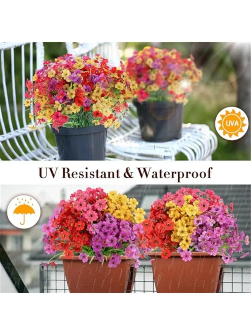 Artificial Eucalyptus Flowers 20 pk UV Resistant Faux Outdoor Porch Garden Decor